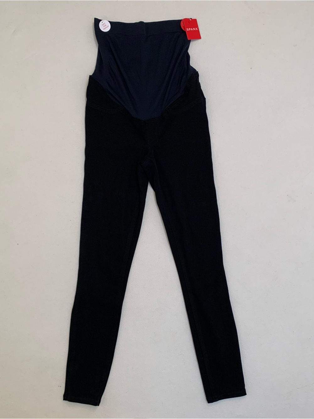 SPANX Mama Maternity Jean-ish Ankle Leggings Black, Control Panel Sz S Stretch